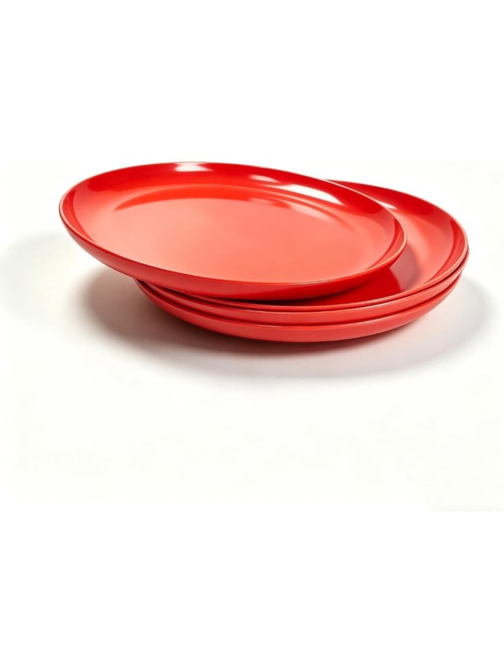 Set of 4 Melamine Dinner Plates, 10" Red Dessert Plates, Durable & Lightweight